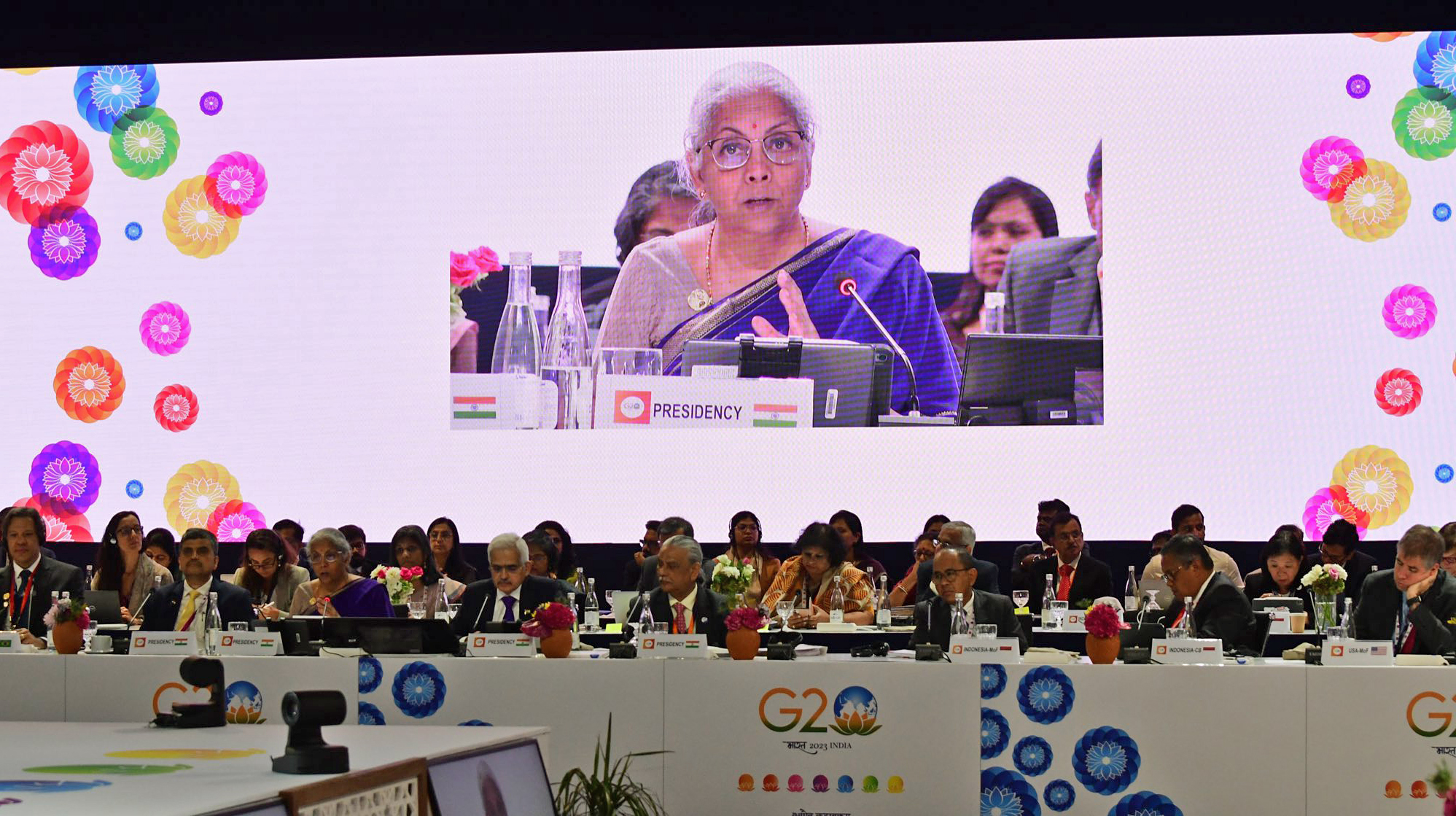 Nirmala Sitharaman chairs the 2nd session of the 4th and final G20 FMCBG meeting