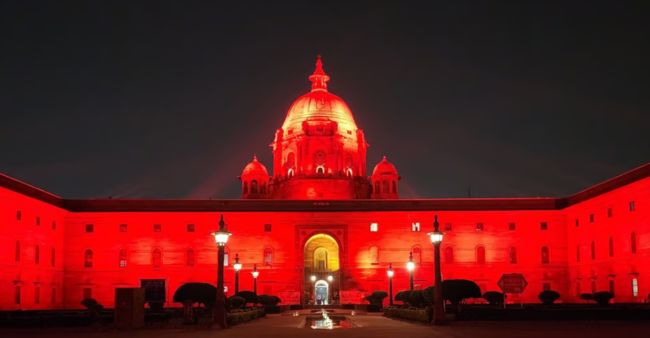 Rashtrapati Bhawan lit Red for the ‘Go Red’ campaign for Dyslexia awareness month
