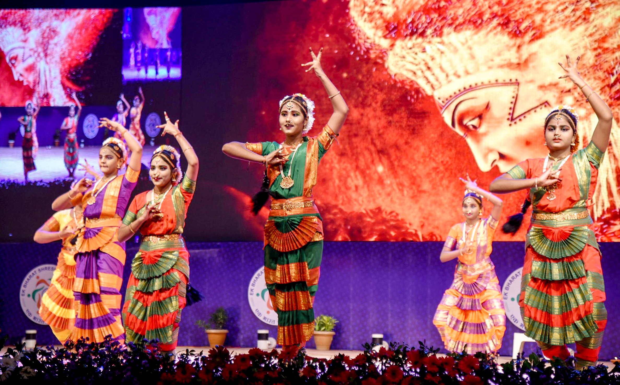 Artists perform during the foundation day celebration of Punjab, Chhattisgarh, Karnataka, Madhya Pradesh, Tamil Nadu, Puducherry and Chandigarh