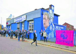 Everton fans protest 10-point deduction march