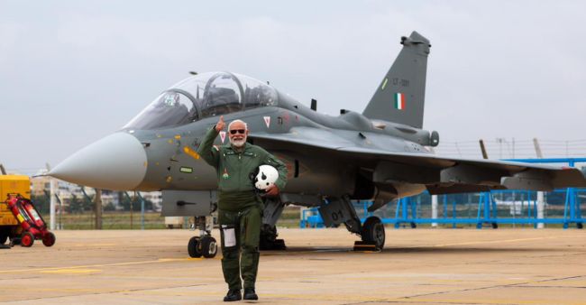 PM Modi Takes to the Air on Tejas Aircraft; Marks Successful Completion