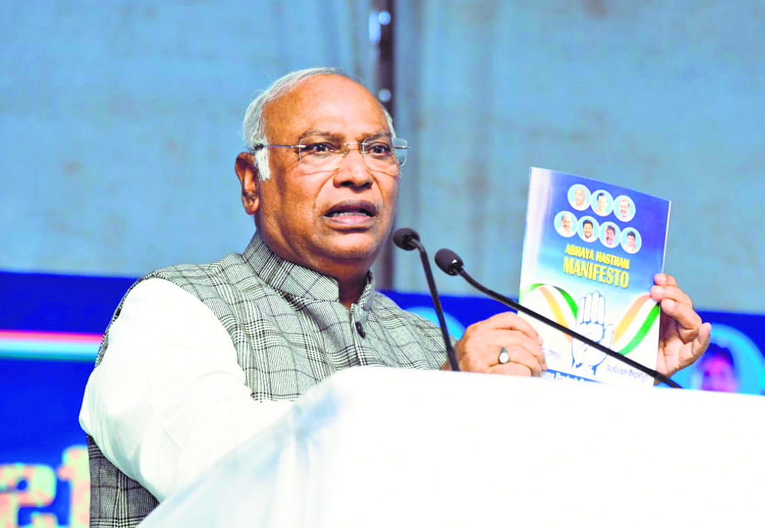 Kharge releases Congress manifesto with six pledges for Telangana polls