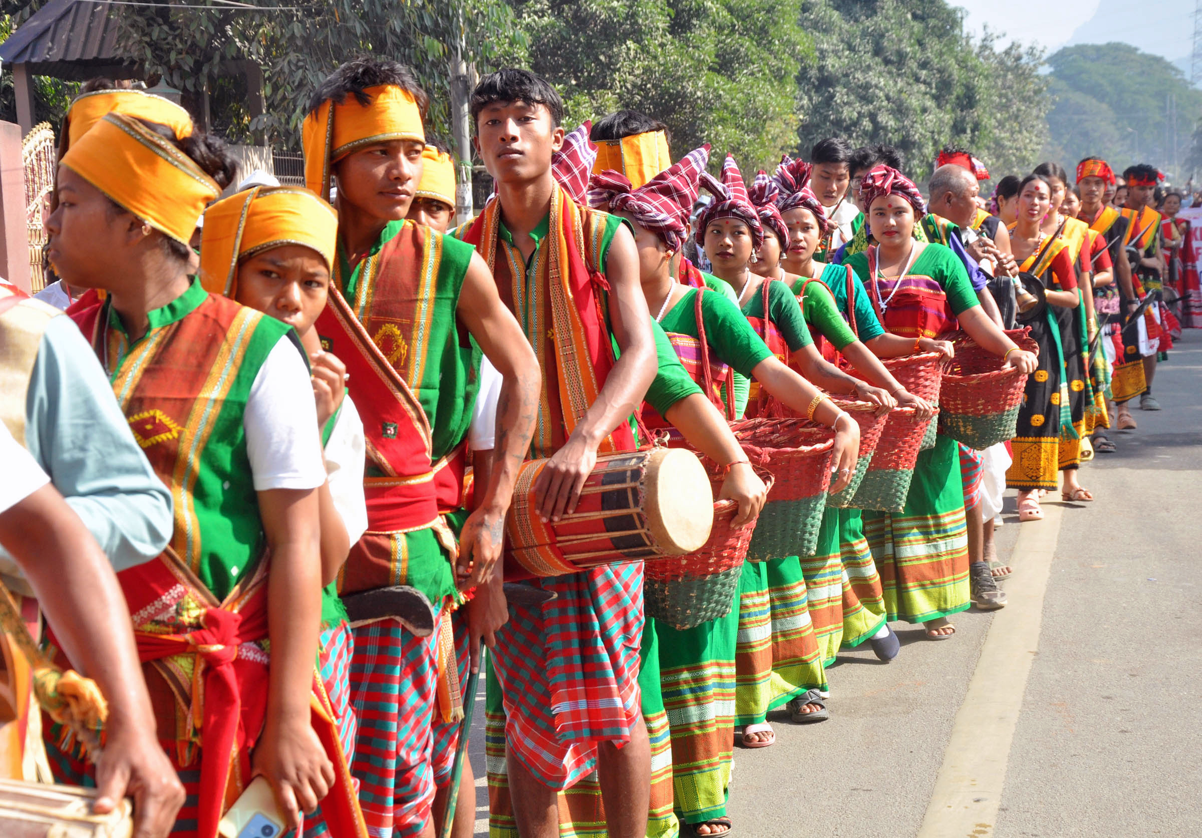 Members of All Assam Gorkha Students’ Union (AAGSU) take part in a cultural rally during its 17th Biennial Central Conference and Northeast Gorkha Festival 2023