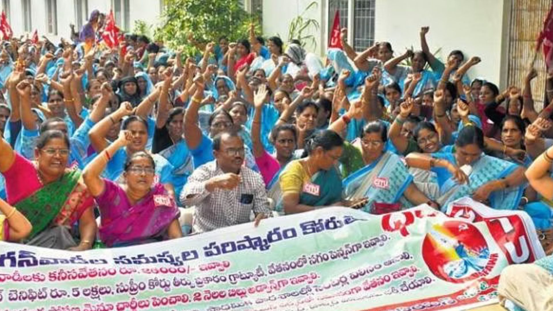 Anganwadi workers laid siege to houses of MLAs of the ruling YRS Congress party in Andhra Pradesh