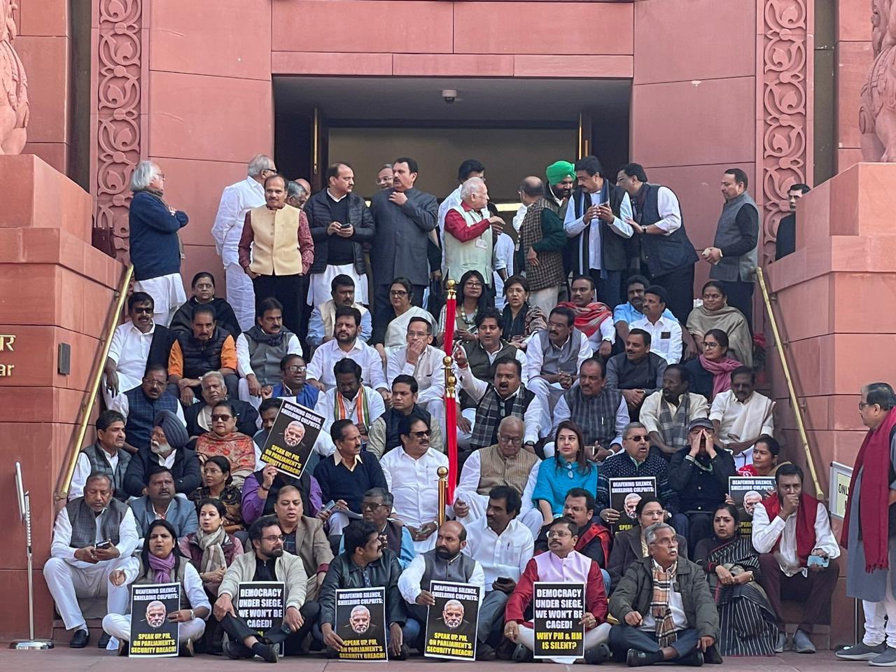 Save Democracy: INDIA alliance stage protest against bulk suspension of MPs