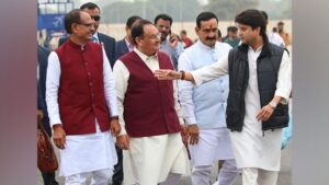 BJP national president JP Nadda visits Gwalior ahead of counting of votes