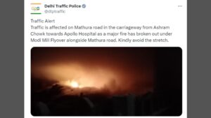 Fire breaks out near the Modi Mill forest area, disrupting traffic