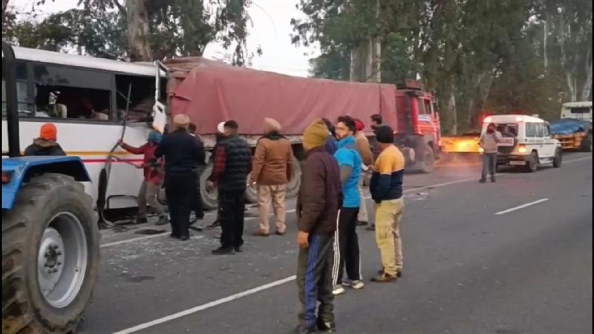 3 dead, several injured as Police bus collides with tractor