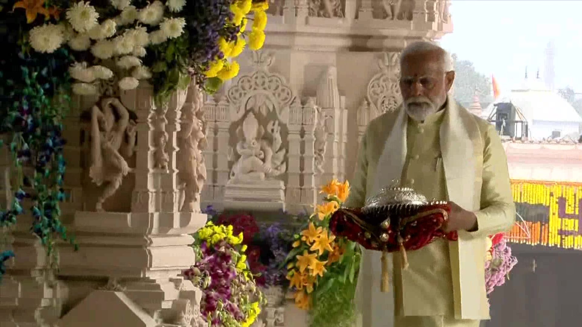 PM Modi Brings Offerings For Lord Ram, Puja Begins