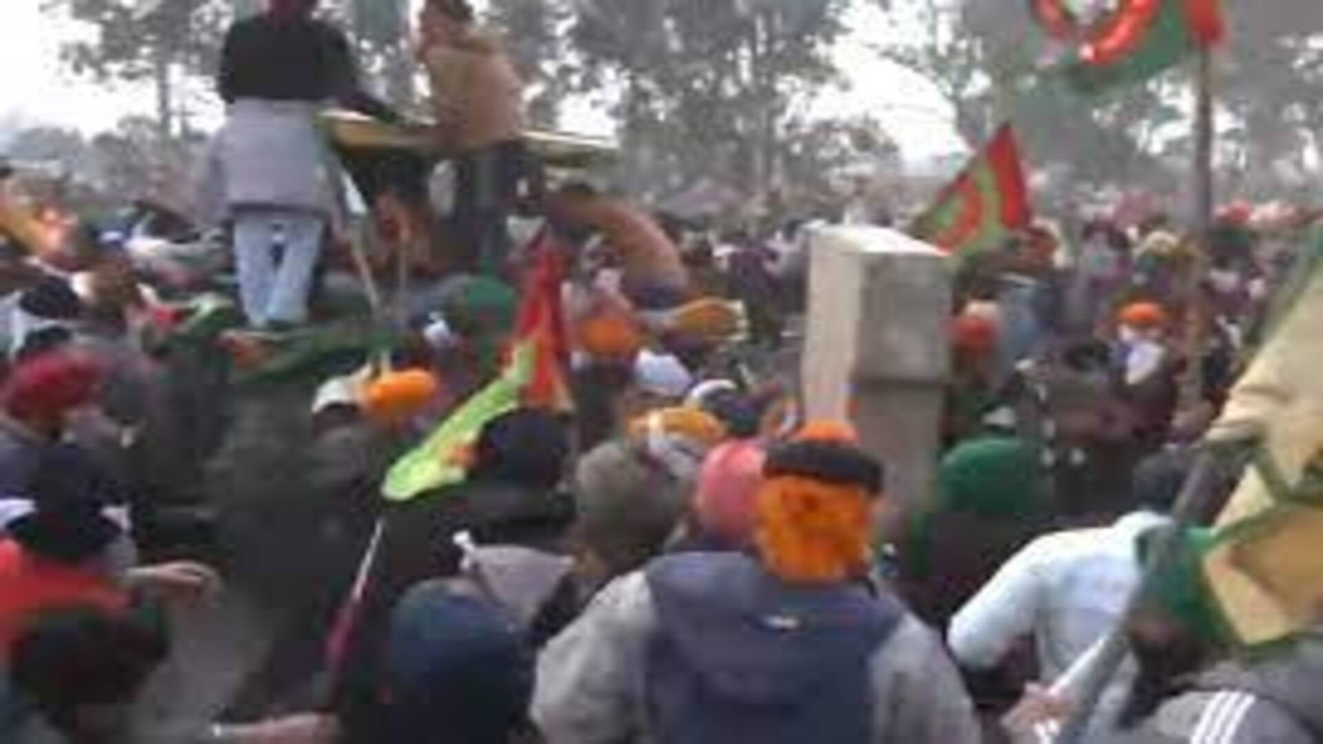 Chaos ensues at Shambhu Border as police fires tear gas after farmers attempt to Breach Barricades