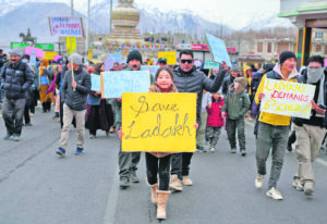 Amid freezing cold, march in Ladakh for statehood