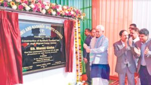 Lt Gov Manoj Sinha inaugurates Synthetic Football Turf at Jagti Camp