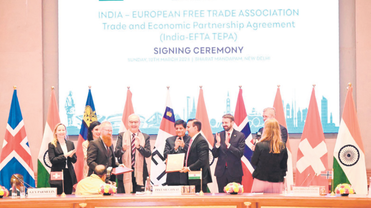 India signs trade agreement with EFTA