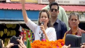 BJP’s candidate Kangana Ranaut holds roadshow in Himachal’s Mandi