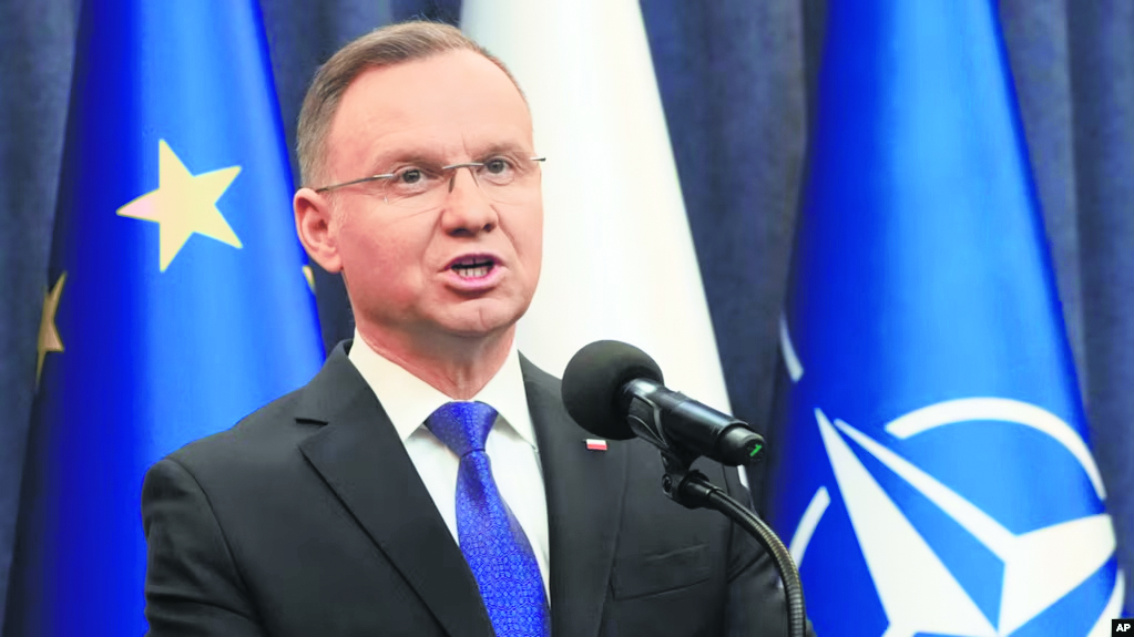 Poland’s president calls on NATO allies to raise spending on defence to 3% of GDP