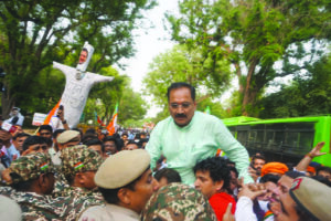 BJP’s OBC Morcha protests outside Cong  headquarters