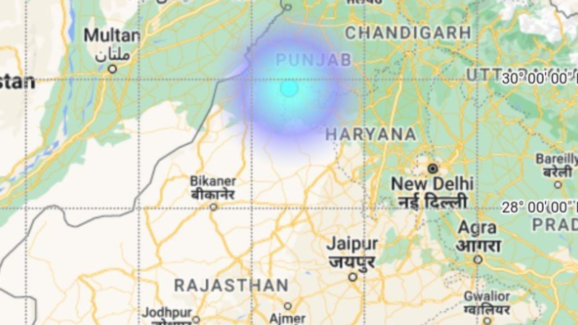 Earthquake in Sirsa, Haryana Magnitude 3.2 tremor Reported