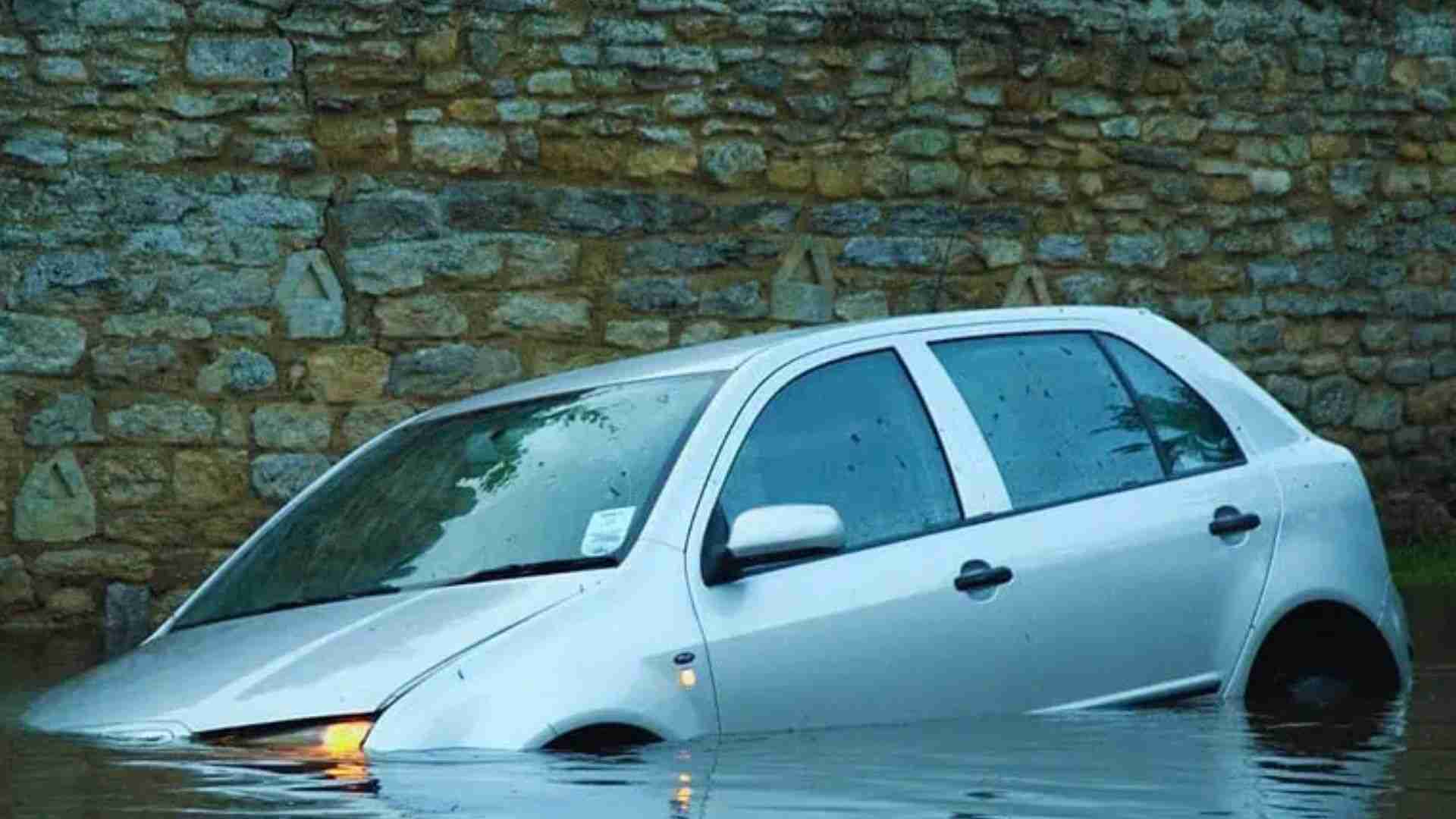 Car diving into water