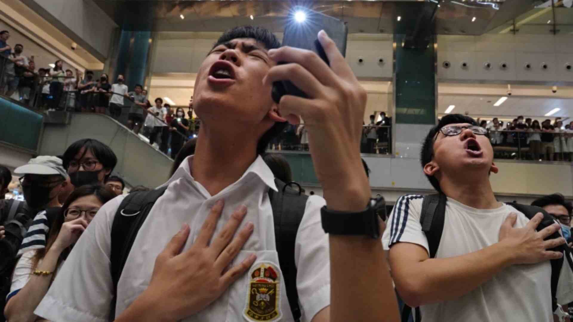 Students Singing 'Glory To Hong Kong'