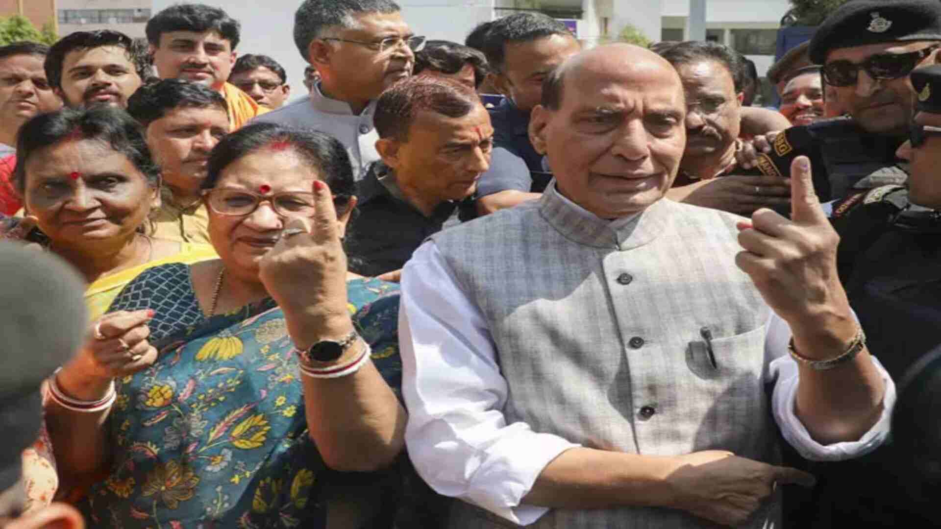 Defence Minister Rajnath Singh And His Wife Cast Their Vote In Lucknow, Urge Citizens To Participate
