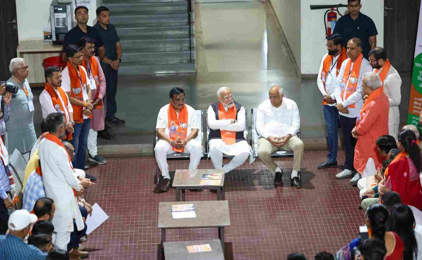 PM Modi Pays A Visit To BJP Office In Gujarat’s Gandhinagar