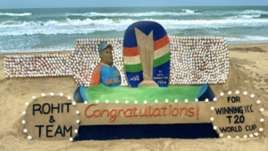 Watch| India’s Cricket Triumph, Sudarsan Pattnaik Made Giant Sand Bat