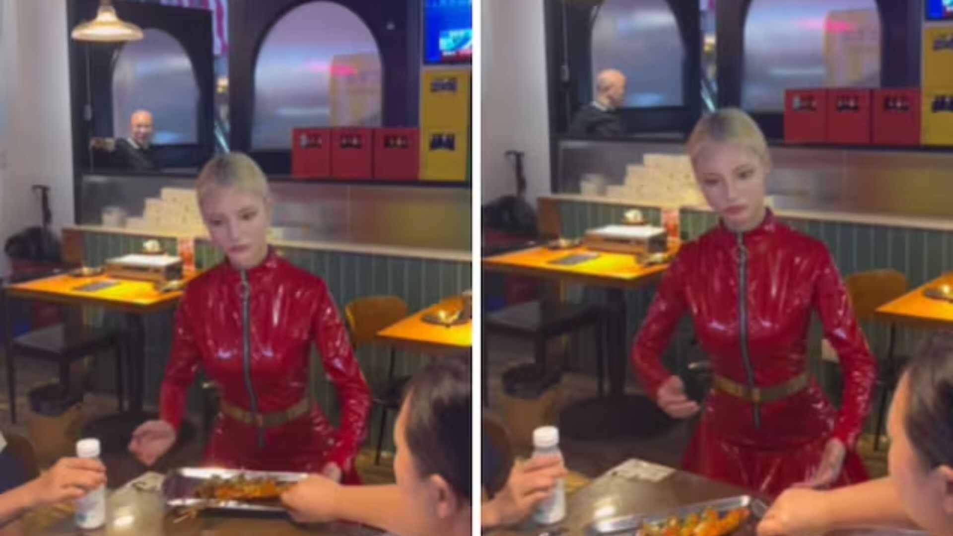 Watch: Waitress Acts Like Robot While Serving Food At Restaurant, Netizens Shocked