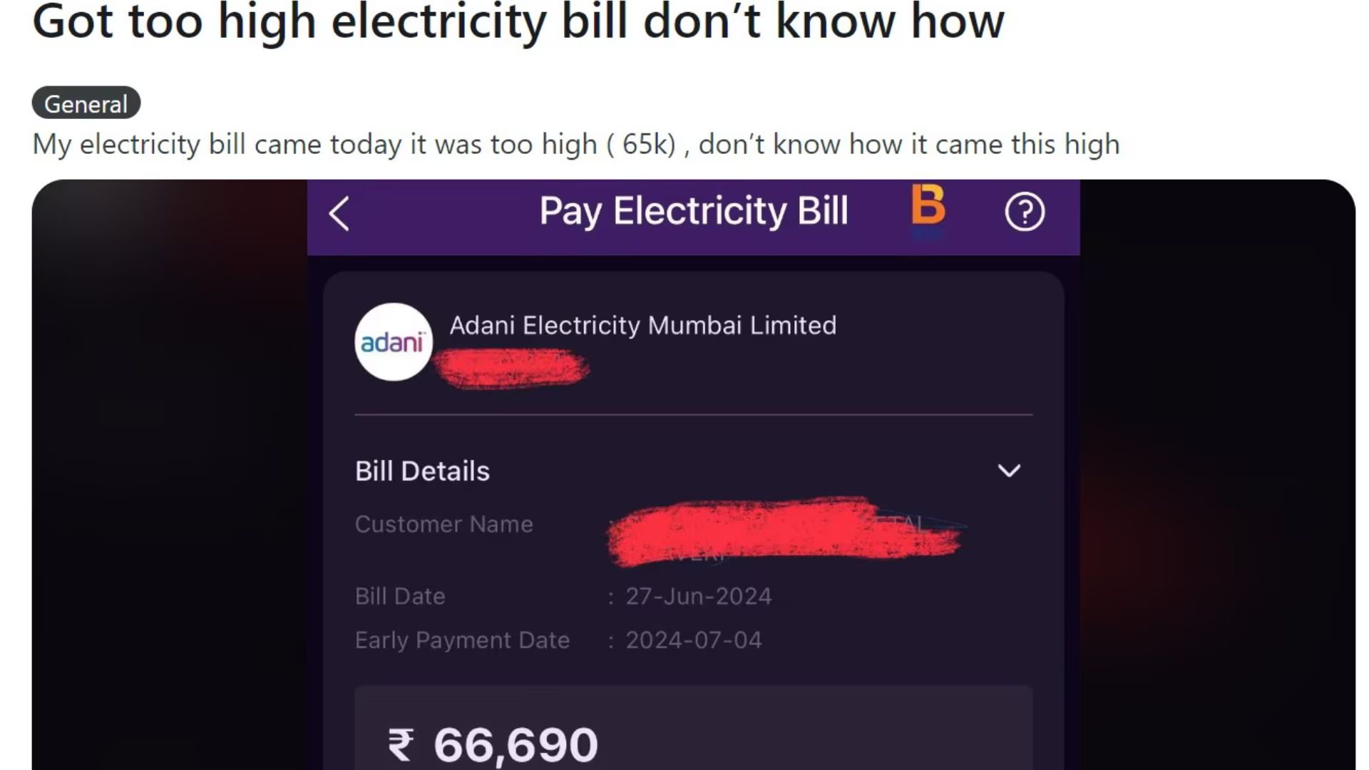 Mumbai Resident’s ₹66,690 Electricity Bill Sparks Hilarious Reactions Online