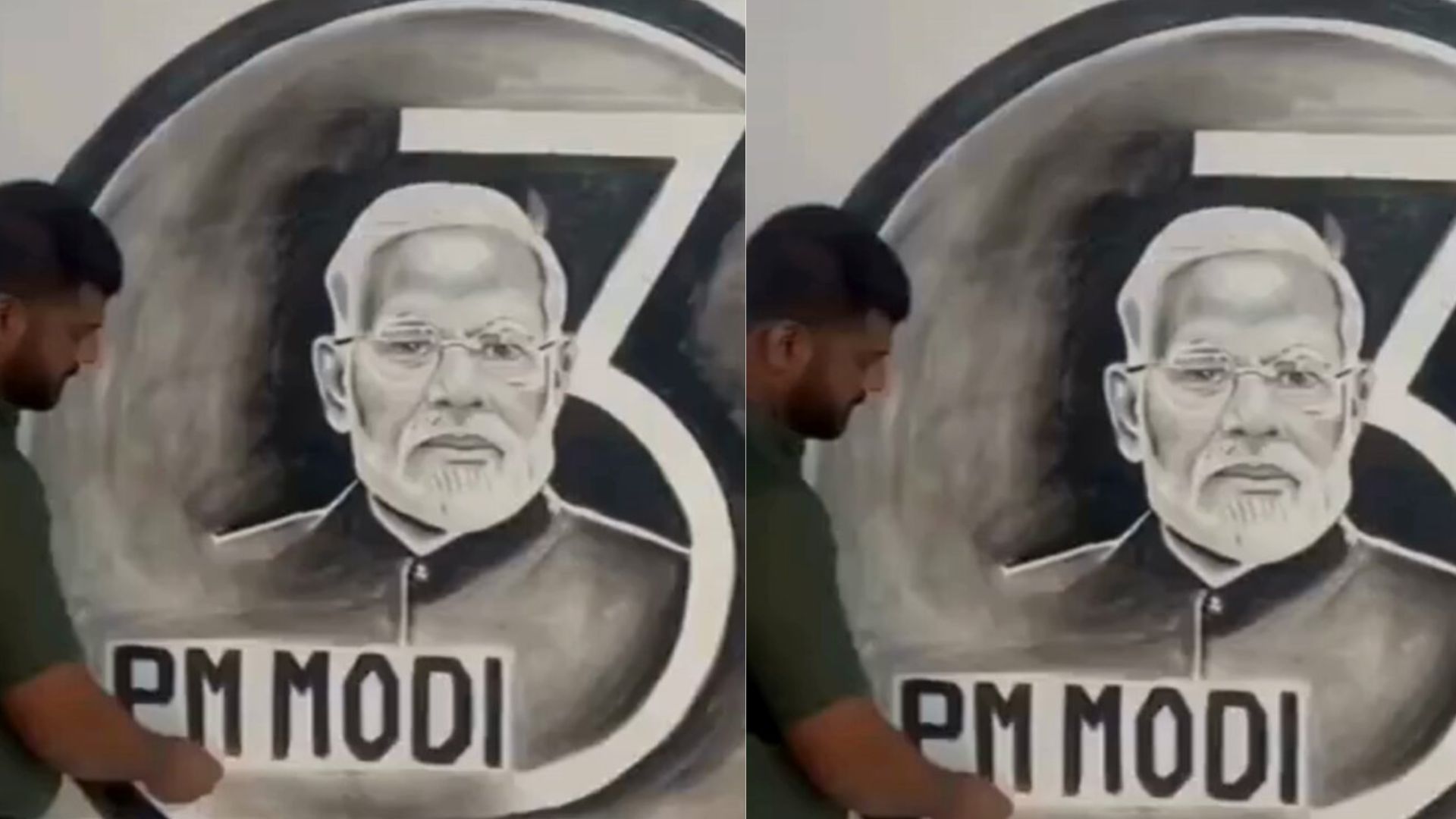 Watch: Uttar Pradesh Artist Creates 12-Foot Charcoal Portrait Of PM Modi To Celebrate Third Term Win