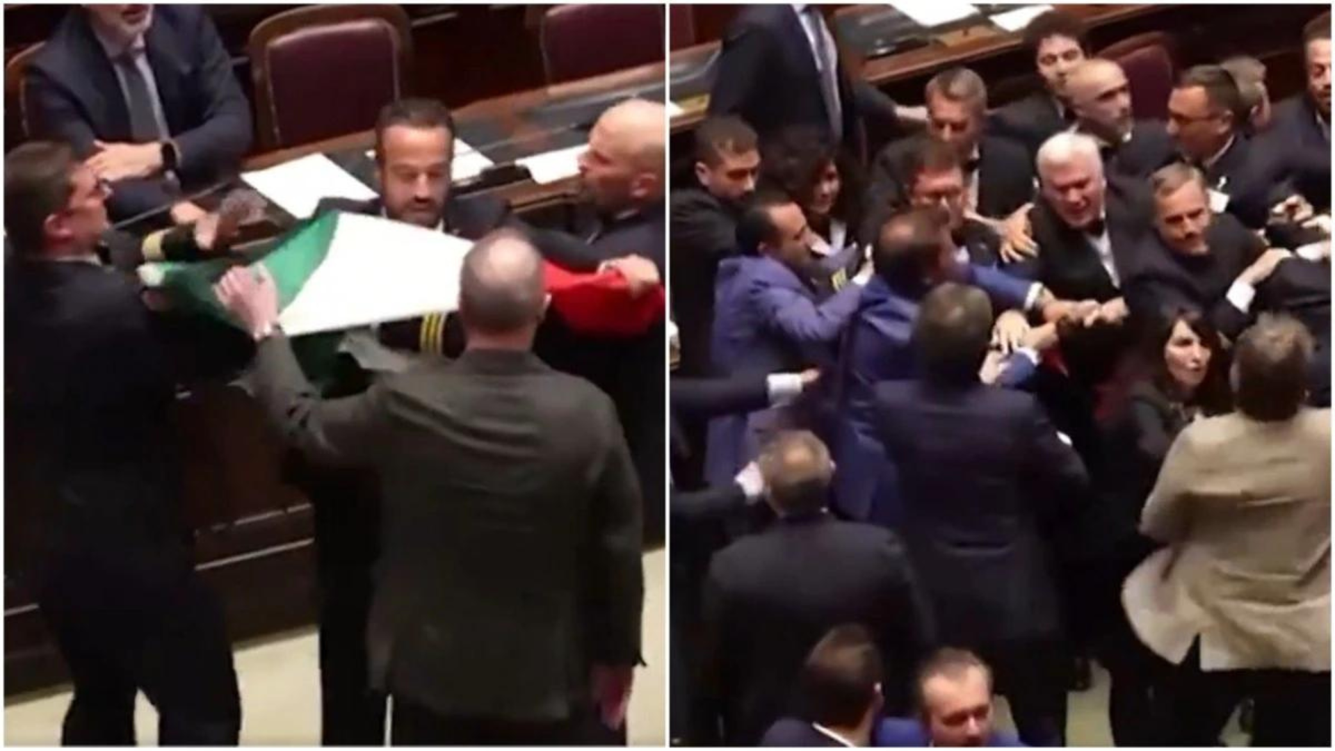 Watch: MPs Exchange Blows in Italian Parliament Over New Bill