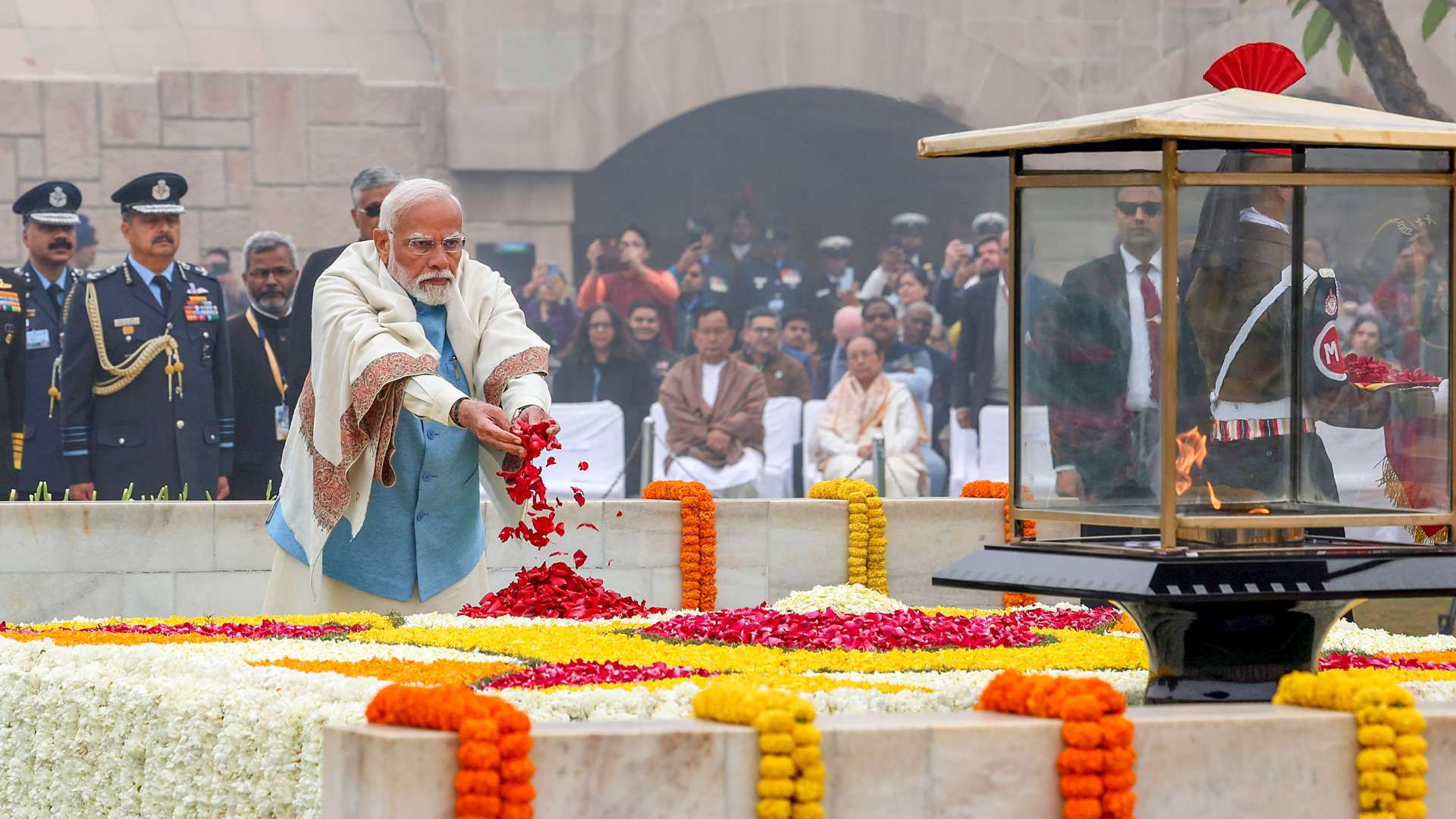 Narendra Modi Honors Mahatma Gandhi At Rajghat Before PM Oath Ceremony