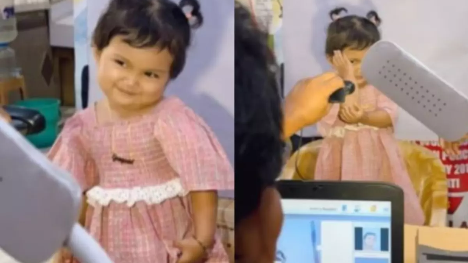 Adorable Little Girl Poses For Aadhar Card Photo : Video Goes Viral