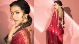 Shraddha Kapoor’s Elegant Red Banarasi Saree By Masaba Gupta Makes A Statement At Stree 2 Event