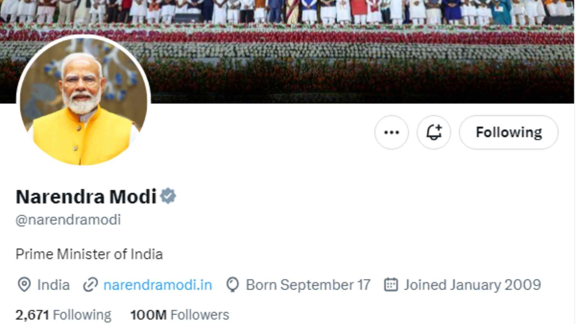 PM Modi’s ‘X’ Account Hits 100 Million Followers