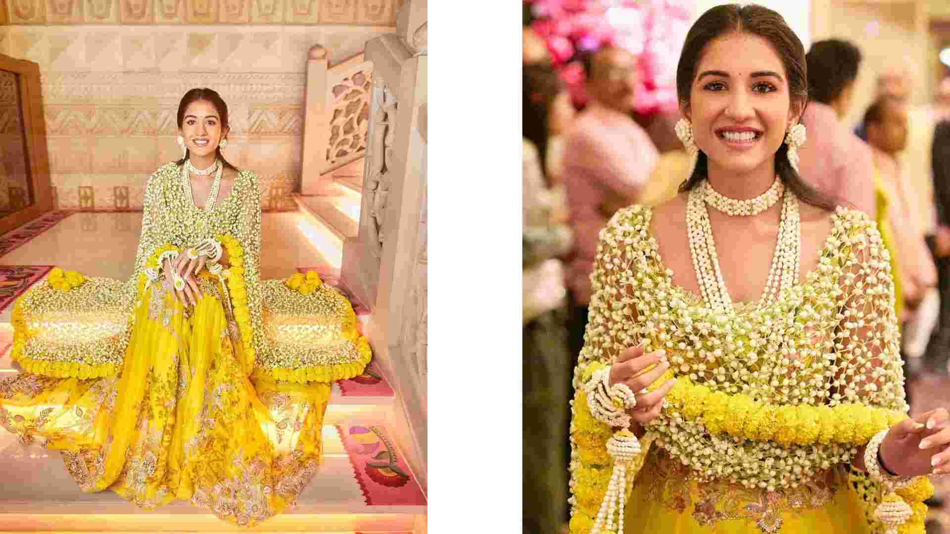 Radhika Merchant’s Haldi Outfit Steals The Show With Stunning Dupatta Made Of Flowers. See Pics