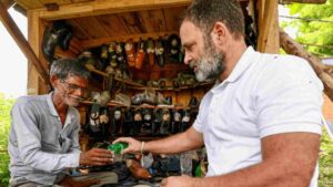 Rahul Gandhi Gifts Shoemaking Machine To Shoemaker