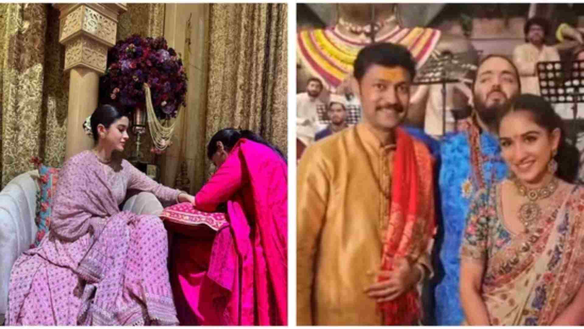Anant Ambani-Radhika Merchant Mehendi: Mukesh Ambani Performs Puja; Priests Pose For Pictures With Couple