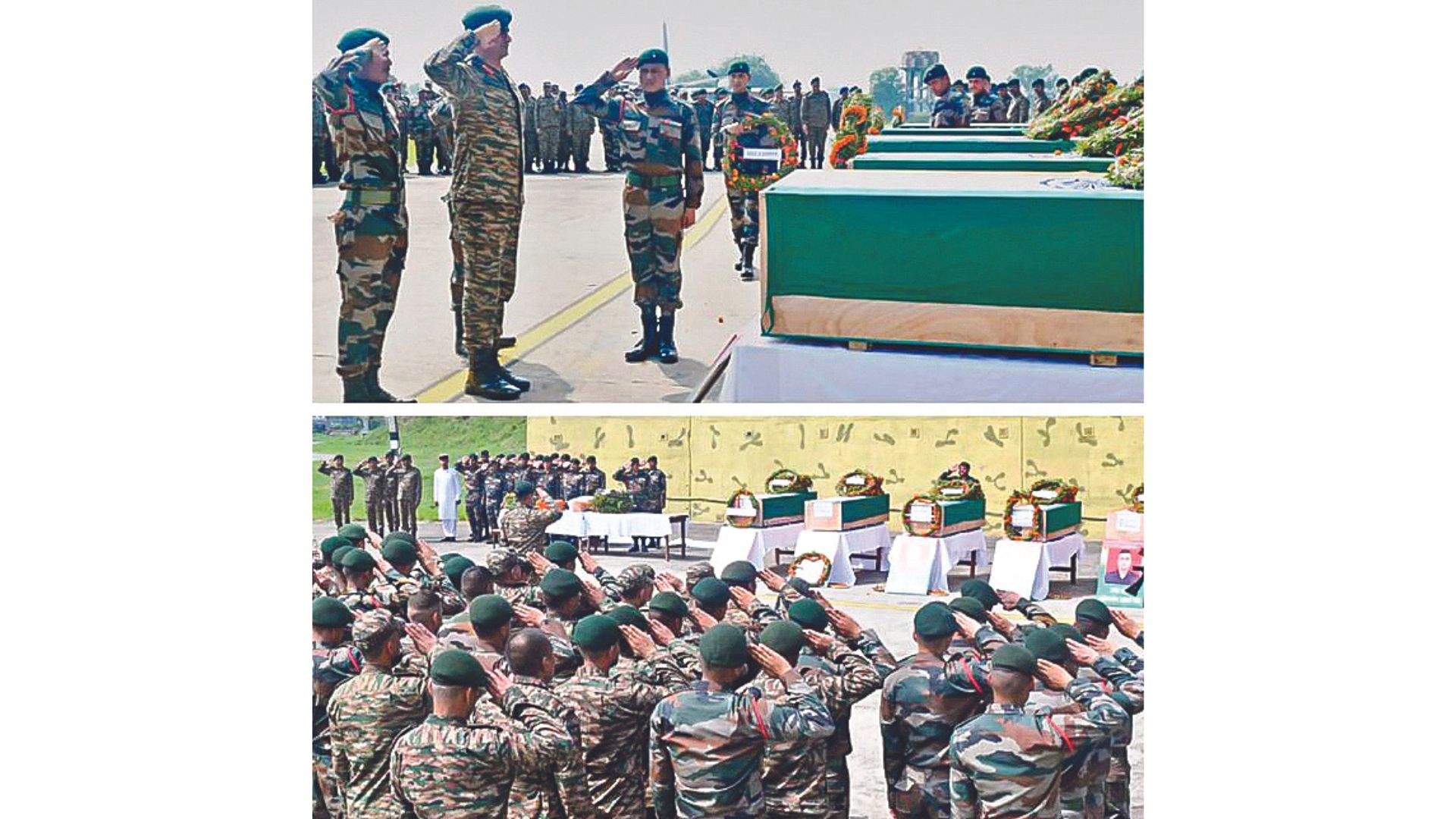 Commander and all ranks pay last respect to the mortal remains of soldiers who lost their lives in the Kathua terrorist attack, on Tuesday. ANI photo