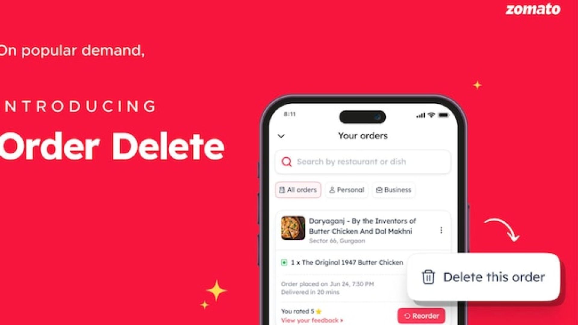 Zomato CEO Introduces Feature to Delete Order History, Netizens React