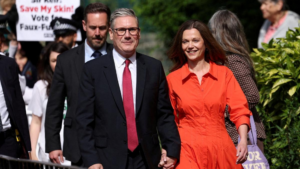 UK Elections: Labour Candidate Keir Starmer Arrives at Voting Booth