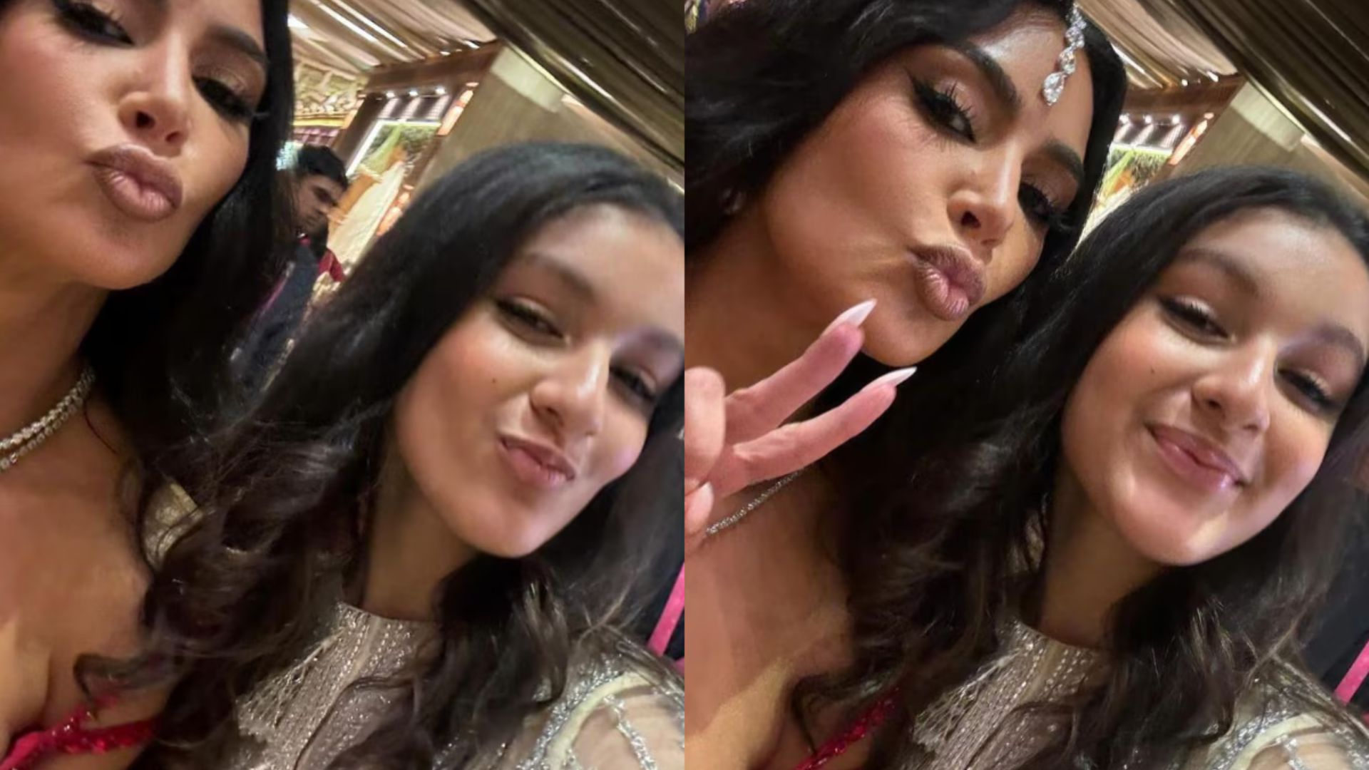 Mahesh Babu’s Daughter, Strikes Selfie Poses With Kim Kardashian At Ambani Wedding