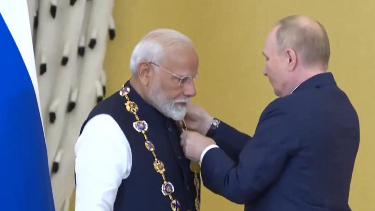 Watch: PM Modi Honored With Russia’s Highest Civilian Award: Order Of St Andrew The Apostle