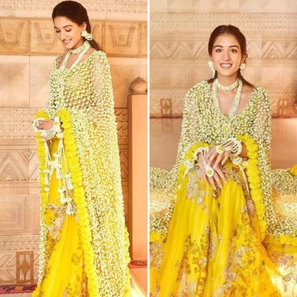 Radhika's attire for the haldi ceremony