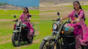 Watch: Woman Drives Royal Enfield Bullet In Traditional Ghagra-Choli, Netizens Amazed