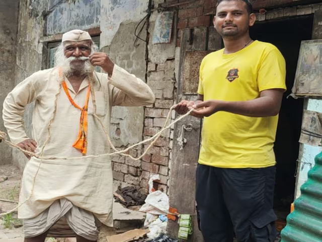 ‘The Moustache Man’: 80 Year Old From Agra Has 35-Foot-Long Moustache
