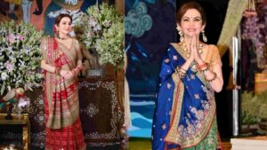 Nita Ambani Impresses With Royal Attire At Mata Ki Chowki And Shiva Shakti Puja