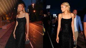 Paris Pre-Olympics Event: Zendaya Matches Eiffel Tower’s Glitter In Black Sequin LV Dress