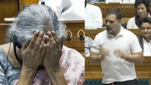 Nirmala Sitharaman’s Viral Facepalm Reaction To Rahul Gandhi’s ‘Desh Ka Halwa’ Remark: Watch