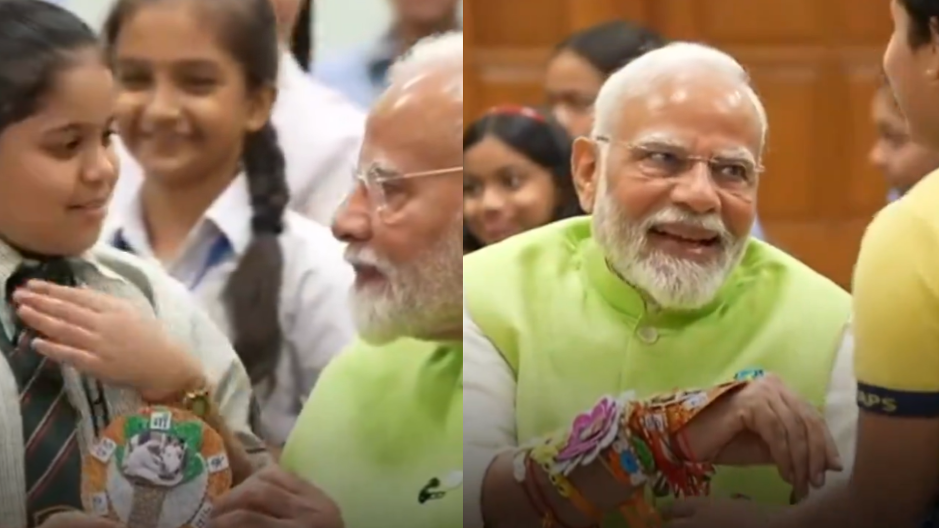 PM Modi Celebrates Raksha Bandhan With School Children In Delhi