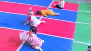 Watch: Adorable Baby Naps In The Middle Of Crawling Race